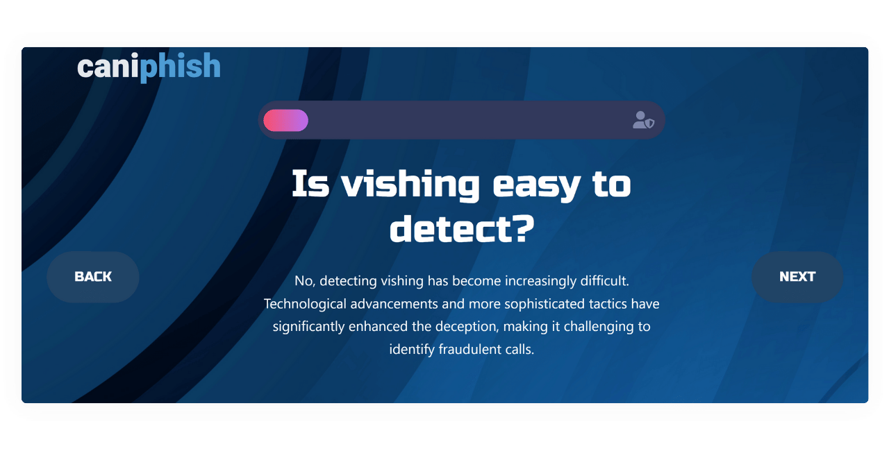 Image of educational content within the Vishing training module