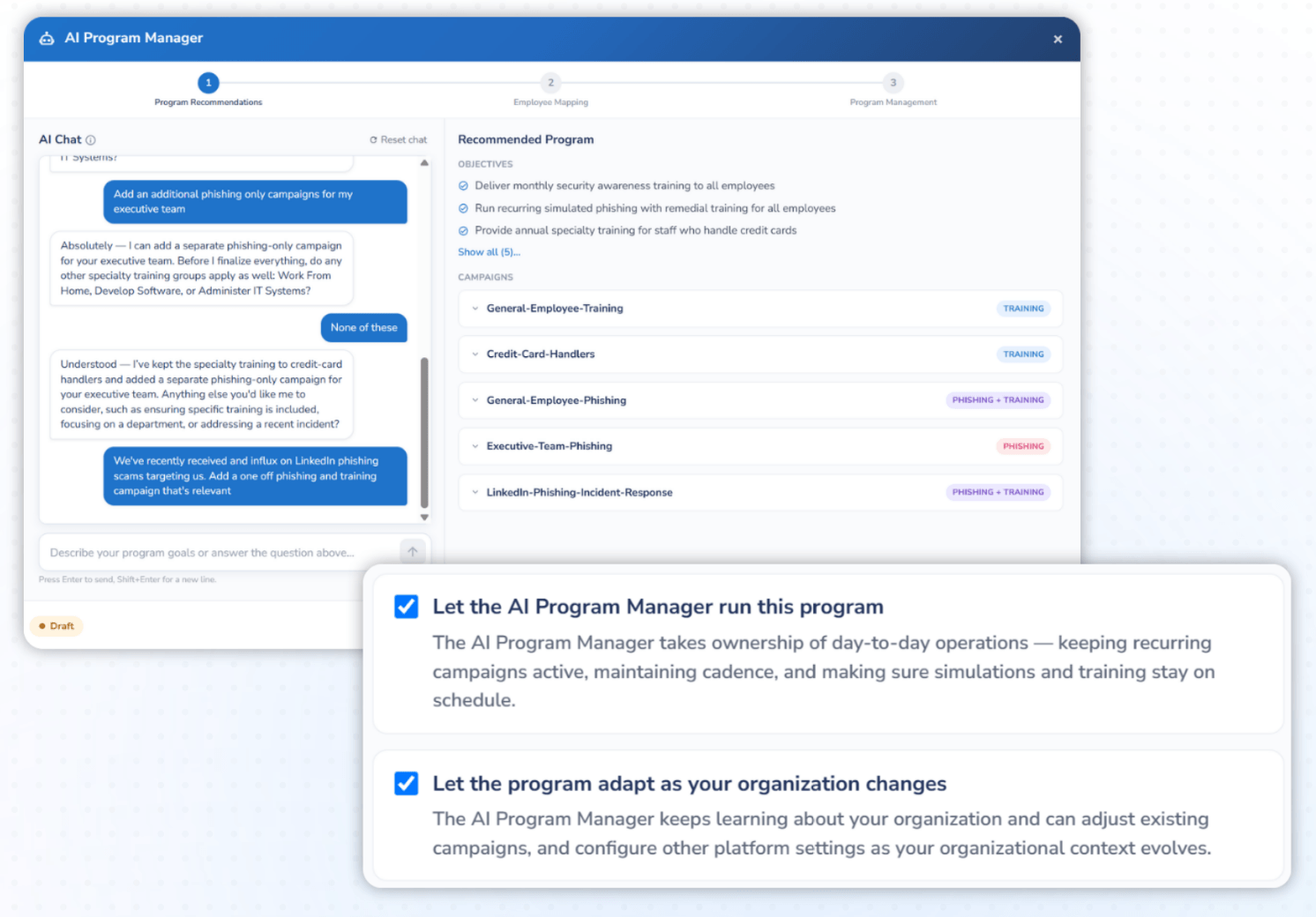Autonomous phishing and training programs preview
