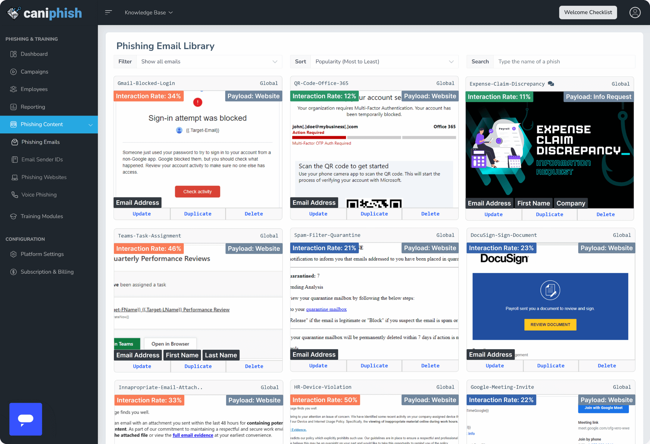 CanIPhish Email Dashboard
