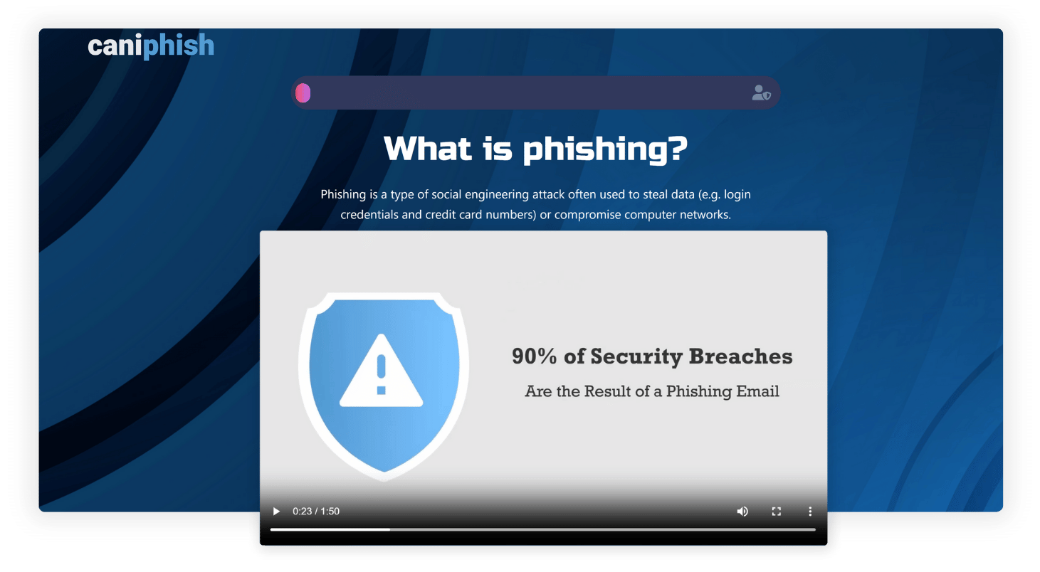 Image of a training module on phishing awareness