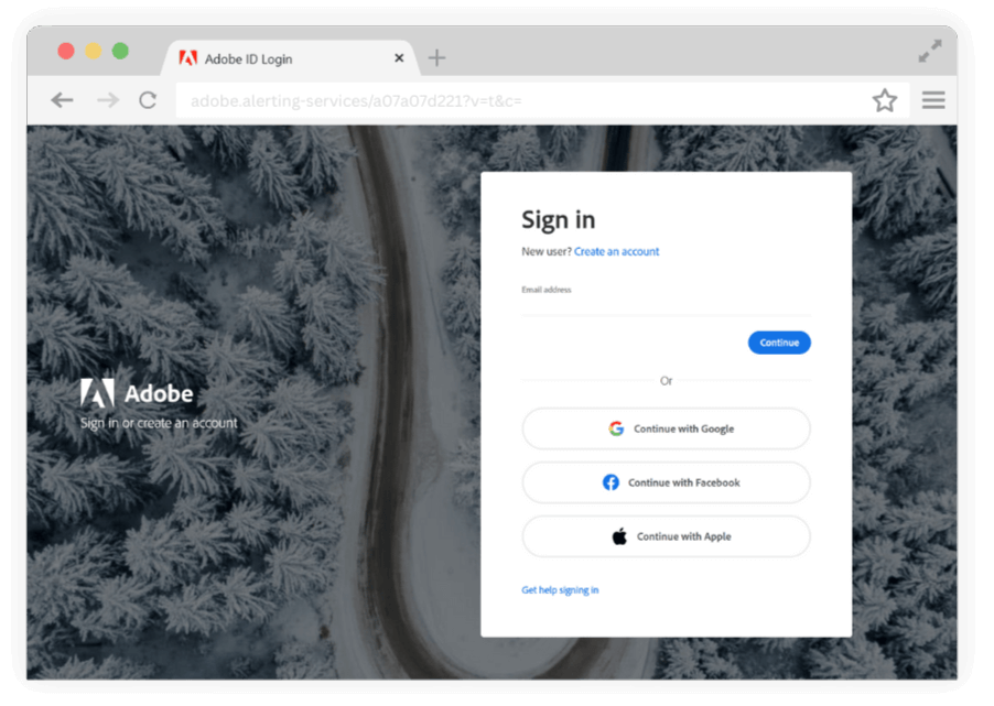 Image of a simulated phishing website